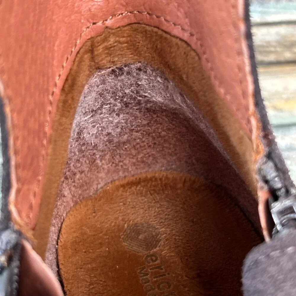 Eric Michael Ankle Boots Womens Sz 6.5 Casual Double Zipper Low Block Heel Gray